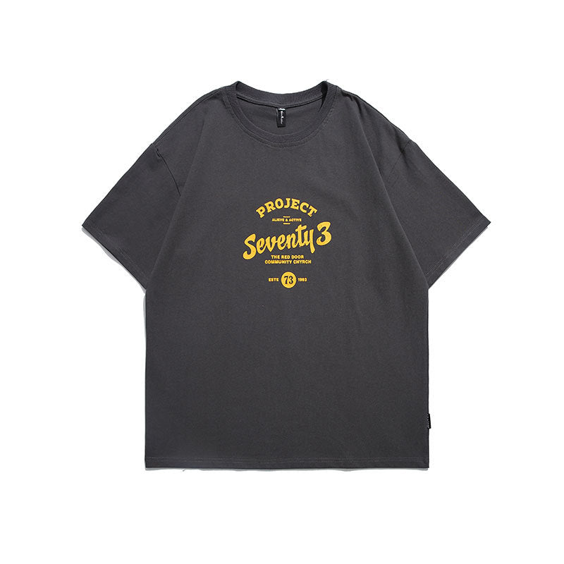 Men T Shitrs Letter Printed Round Neck
