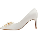 Low Heel Wedding Shoes Silk Satin Bridal Shoes Shallow Mouth High Heel Stiletto Heel
