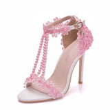Nude Heels for Wedding Sandals Buckle Strap Shoes High Heel Sandals