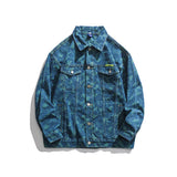Man Fall Outfis Autumn Letter Printed Snowflake Denim Jacket Men's Street BF Loose Overalls