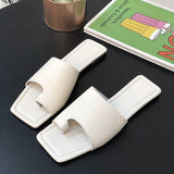Women Open Toe Sandals Flats Summer Square Toe Flat Bottom Roman Style Sandals for Women