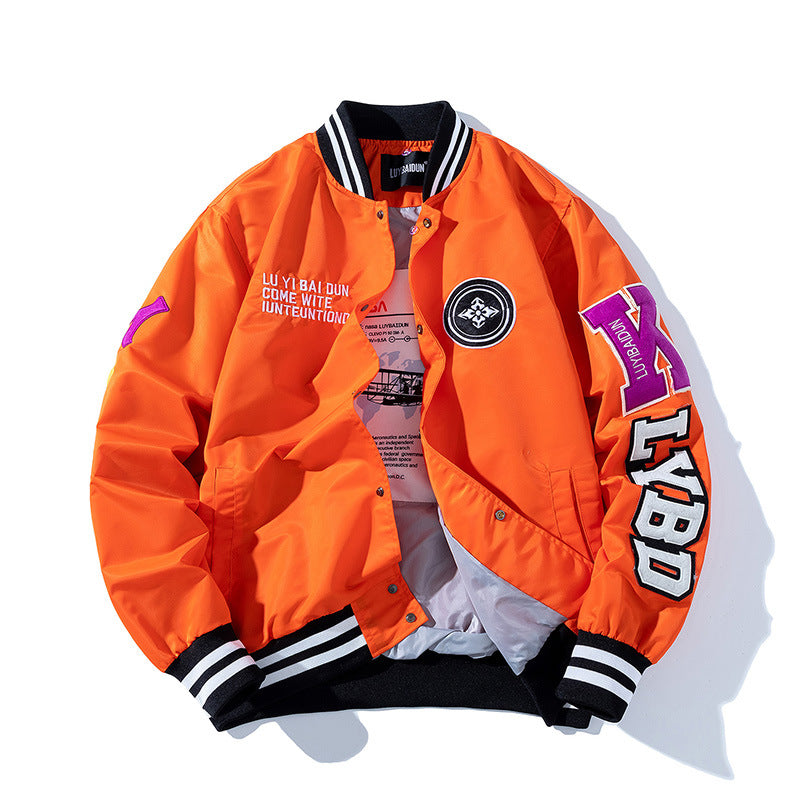 Varsity Jacket Casual Baseball Uniform Men'S Spring Hooded Jacket