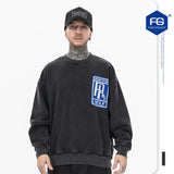 Askyurself Hoodie Men's Distressed Retro Crew Neck Sweater