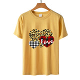 Valentine's Day T Shirt Men's and Women's Heart Printing Pullover Cotton Short Sleeve Women's T-shirt