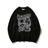 Men Sweater Character Printed Sweater Men's round Neck Sweater Autumn Loose Pullover