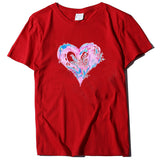Valentine's Day T Shirt Short Sleeve Heart Printing Casual Summer Top