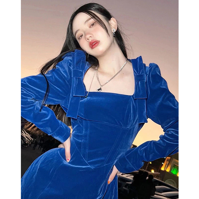 Blue Velvet Dress Klein Blue Velvet Waist