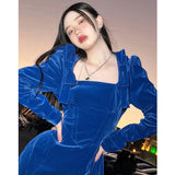 Blue Velvet Dress Klein Blue Velvet Waist