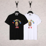 Bathing Ape T Shirt Spring and Summer Ape Head Color Letter Print Short-Sleeve Loose Couple Casual T-shirt