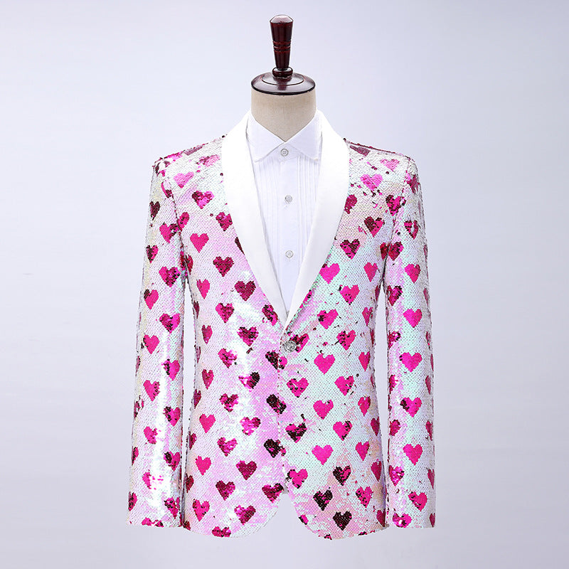 Men Prom Outfits Heart-Shaped Color-Changing Sequins