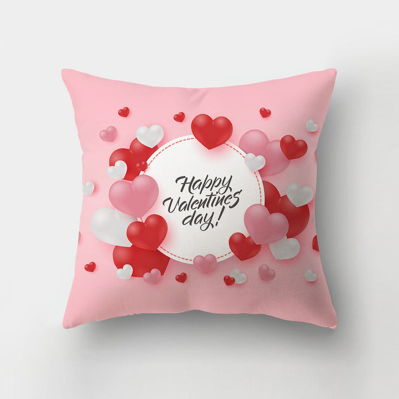 Valentine's Day Pillow Covers 4 Piece Random Styles Together, Letter Heart Printing Peach Skin Fabric Sofa Square Pillow Cushion Cover