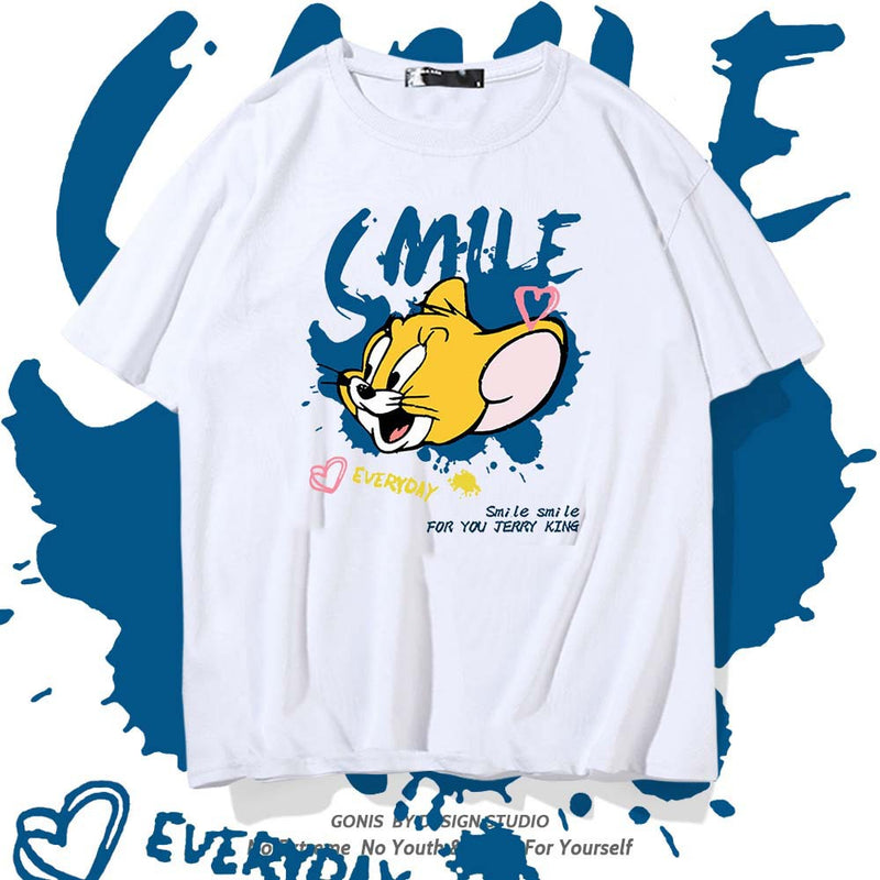 Tom And Jerry T Shirt Cat And Mouse Loose Half Sleeve
