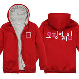 Squid Game Costume Cartoon Printed Zipper Sweater Thickened Zipper Hooded Sweater