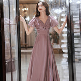 Mauve Dress Bridesmaid Purple Evening Dress Gown