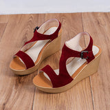 Women Open Toe Sandals Flats Summer Buckle Large Size High Heel Sandals