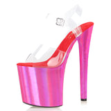 Hot Pink Heels 20cm Pink Solid Color High Heel Transparent Sandals Fish Mouth