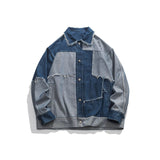 Men Denim Jackets Autumn Denim Color Matching Pine Casual Coat Top