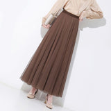 MIDI Mauve Skirt Slimming A- line Skirt Cover Slim Purple Gauze Skirt