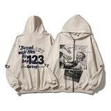 Cardigan Baseball Jacket Autumn and Winter Letter Vintage Print Zipper Cardigan Hoodie