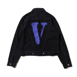 Vlone Jean Jacket Large V Coat Letter Men'S And Women'S Loose Denim Jacket