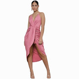 MIDI Mauve Wrap Dress with Skirt French Dress Slim Fit Women's Clothing