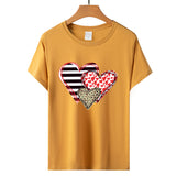 Valentine's Day T Shirt Colorful Plaid Printed Pullover Short Sleeve Women's T-shirt