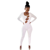 Autumn Sexy Hollow High Waist Skinny Hip Raise Sports Leisure Fitness Jumpsuit