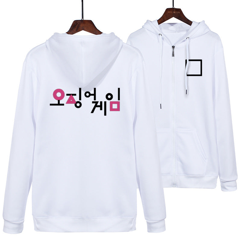 Squid Game Costume Cartoon Printed Zipper Sweater