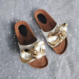 Women Open Toe Sands Flats Summer Flat Large Size Metal Large Connecting Shackle