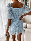 Coachella Music Festival Outfits Summer Sexy Hollow-out Elegant Back Zipper Dress for Women
