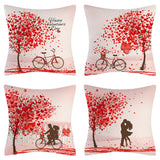 Valentine's Day Pillow Covers 4 Piece Random Styles Together, Truck Love Balloon Bicycle Ornament Pillow Cushion