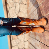 Beth Dutton Shoes Autumn and Winter Women's Embroidered Boots plus Size Sleeve Knight Boots