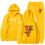 Vlone Hoodie & Pants 2 Piece Set Men'S Printed Hoodie Autumn Winter Sweater