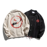 Man Fall Outfis Autumn Pattern Printing Casual Polo Collar Jacket Boys Baggy Coat