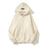 Kanye West Sunday Service Hoodie Fog Flocking Zipper Cardigan Hoodie Fleece Lined
