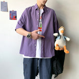 Men Shirts Short Sleeve Shirt Baggy Coat