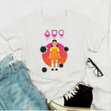 Squid Game Costume printed loose cotton round neck short sleeve t-shirt for women