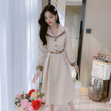 Betty Draper Valentine's Day Dress Spring and Autumn Plaid Bottoming Dress for Women