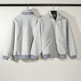 Cardigan Baseball Jacket Fog Multi-Line Joint Name Glue-Pressing Reflective Letter Zipper Woolen Jacket Coat