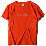 Valentine's Day T Shirt ECG Heart-Shaped Rhinestone Summer Large Size Top