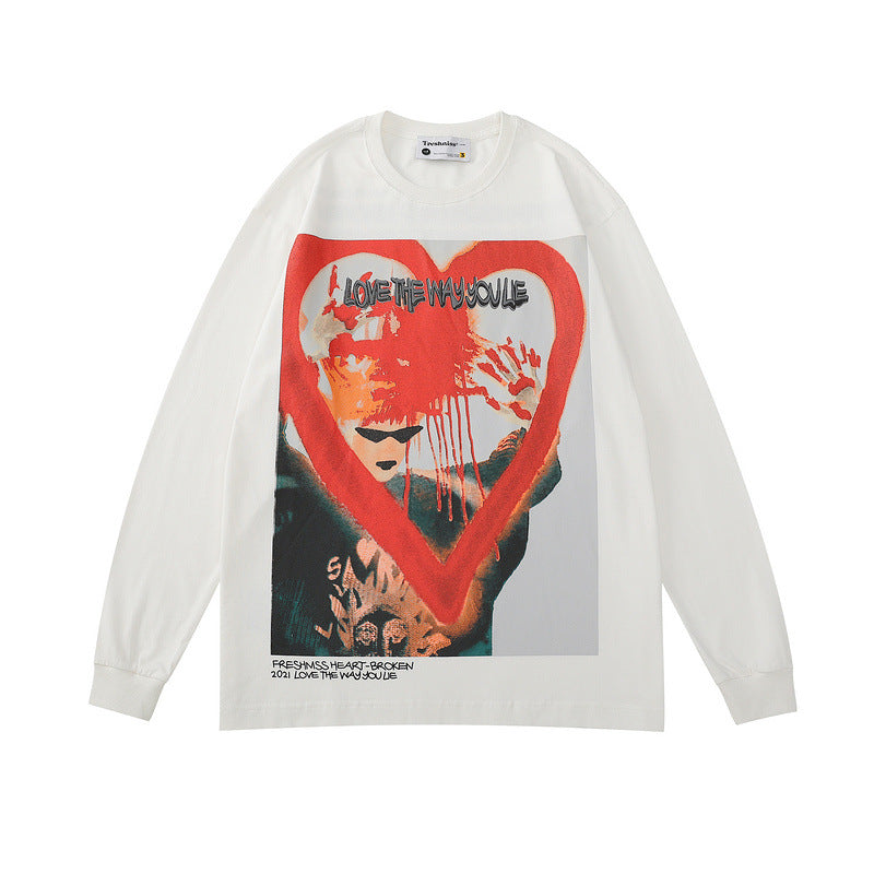 Man Fall Outfits Graffiti Long Sleeve T-shirt Male and Female Personality Oversize Hip Hop Autumn