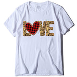 Valentine's Day T Shirt Large Size T-shirt Short Sleeve Leopard Print Love Red Plaid Heart Printing Spring and Summer
