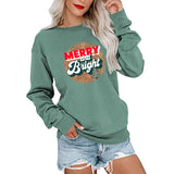Merry and Bright Sweatshirts Merry and Bright Printed Large Size round Neck Sweater