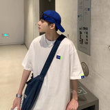 Men T-Shirts Logo Day Embroidery Loose Hundred Pure Colors
