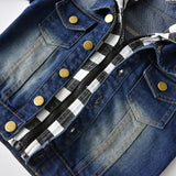 Children Jean Jackets Hooded False Two-Piece Suit Spring and Autumn Leisure Coat