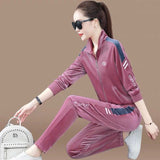 Velour Tracksuit Spring and Autumn Fashion Slimming Large Size Sweater Casual Running Clothes Two-Piece Set