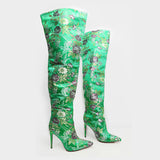 Beth Dutton Shoes Spring Embroidered Large Tube Circumference over-the-Knee Boots plus Size