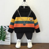 Toddler Boys Sweater Spring and Autumn Colorful Striped Sweater Sweater