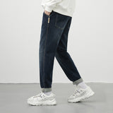 Men Jeans Fleece-Lined Thick Jeans Men's Straight Stretch Casual