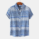 Camp Collar Shirt Ethnic Style Short Sleeve Shirt